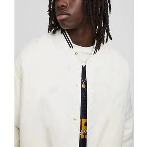 OEM/ODM 100% veste d'université en coton laine pour homme couleur blanche unie avec côtes dénudées veste d'université logo personnalisé pour hommes - Product Image 5