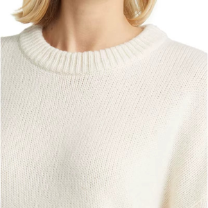 Pull en tricot de coton épais à col rond pour femmes, sweat-shirt surdimensionné de haute qualité pour l'hiver, logo personnalisé sur le devant, OEM - Product Image 3
