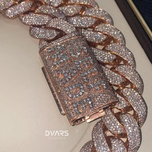 Meilleurs prix sur les colliers cubains en or rose 10K, chaînes glacées de 20 mm, diamants de laboratoire, collection de bijoux hip-hop unisexe - Product Image 2