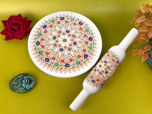 Juego de Rodillo de Madera Chakla Belan, Diseños Florales Ecológicos, Paquete Combinado de Rodillo, Herramienta para Estirar Masa de Chapati, Fabricante - Product Image 4