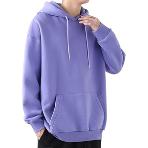Sudadera con capucha de peso pesado para hombre, sudadera de algodón 100% de gran tamaño con logotipo, ropa de calle, capucha larga, diseño liso, negro - Product Image 3