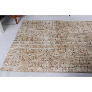 Tapis de 5,2 x 8 pieds, tapis turc vintage, tapis uni brun - Product Image 3