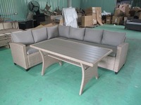 Ensemble de salle à manger moderne JULEMIND avec 2 chaises, 1 banc, en rotin, pour usage commercial extérieur, mobilier de restaurant haut de gamme PLW