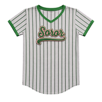 Jersey de Béisbol Soror Pullover Gris Claro 08, Sororidad Griega, para Mujer, Rosa y Verde, Estilo Universitario, Transpirable, Corto, Elegante e Informal