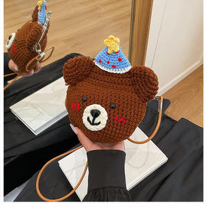 Crochet New <b>Cute</b> Cotton Fashion Portable Handmade Woven Birthday <b>Bear</b> Crossbody Bag Woman Gift Cartoon Coin Purse - Product Image 3