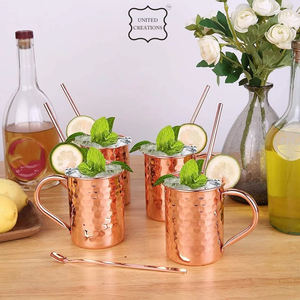 Tasse en métal martelé plaqué cuivre de Moscou de vente chaude pour les boissons de bière de café de parties - Product Image 5