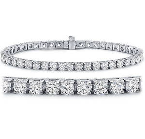Pulsera de tenis de oro blanco de 14K para mujer, joyería con diamantes de corte brillante redondo Simple y clásico - Product Image 1