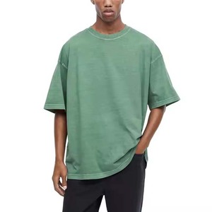 Ropa de verano transpirable de secado rápido, camisetas teñidas lisas para hombres, camisetas ajustadas hechas a medida para hombres, camisetas de algodón de Color sólido con timbre - Product Image 1