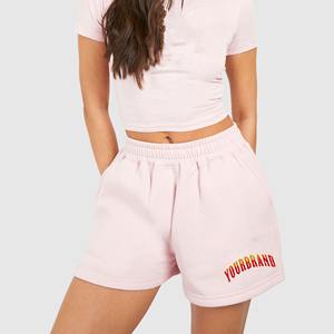 Nouveaux shorts de sport d'été personnalisables à la mode, 2 coutures, taille mi-haute, imprimé bouffant, couleur unie, respirant, séchage rapide, en molleton de coton - Product Image 6