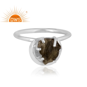 Anillo apilable de piedras preciosas de moldavita rugosa Natural de Plata de Ley 925 fina más vendido, fabricante de joyería personalizada - Product Image 2