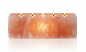 Porte-bougie chauffe-plat 5 trous en sel de l'Himalaya, cristal rose naturel, forme rectangulaire longue, pour décoration de spa et de bien-être - Product Image 4