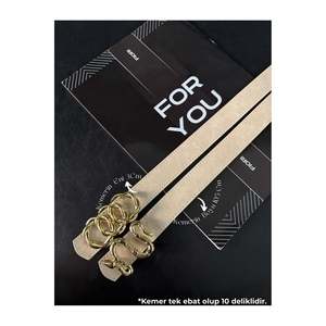 Ceinture pour femme 2-en-1 avec boucle anneau et boucle serpent, pour pantalon, veste, robe - Beige - Product Image 1