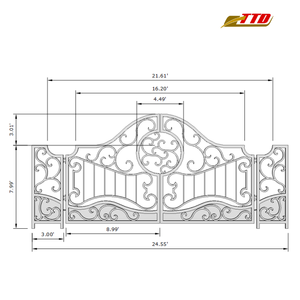Portail décoratif en fer forgé pour allée fabriqué au Vietnam avec panneau de quincaillerie et support d'automatisation de portail - Product Image 6