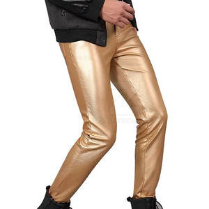 Pantalon en cuir pour homme décontracté, respirant et léger, lavage moyen foncé, haute qualité, logo personnalisé, best-seller - Product Image 1