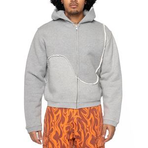 Sweat à capuche zippé en coton 100% imprimé en spirale, style streetwear Y2K, haute qualité, 500 GSM, vintage américain, thermique, pour hommes - Product Image 3