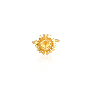 Fabricant en gros, bague simple en laiton plaqué or, bagues simples pour femmes, mode minimaliste, bague florale en laiton, cadeau pour un usage décontracté - Product Image 1