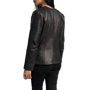 Gran oferta, chaqueta de motorista de piel de oveja acolchada negra personalizada Nexi para mujer, elegante chaqueta de Moto con acabado suave para otoño primavera invierno - Product Image 2
