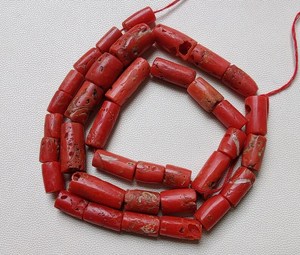 Hilo de 16 pulgadas, tubo liso de Coral italiano Natural AAA, cuentas lisas de piedras preciosas de Coral, cuentas en forma de tubo de Coral de 16X9 a 8X5 MM, cuentas Coral - Product Image 3