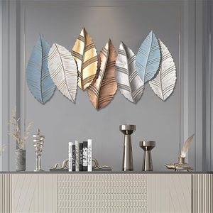 ศิลปะผนังโลหะที่เป็นเอกลักษณ์ทันสมัยการออกแบบใบไม้ทับซ้อนกันสำหรับตกแต่งบ้านใหม่ห้องนอนห้องนั่งเล่นโรงแรมขายดี - Product Image 3