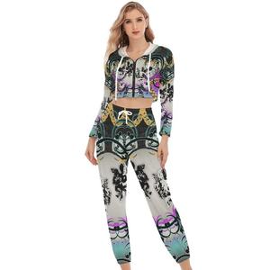 Nouveau survêtement de mode streetwear pour femmes, survêtement en coton imprimé personnalisé, hip hop, vêtements de plein air, ensemble de jogging élégant pour femmes - Product Image 1