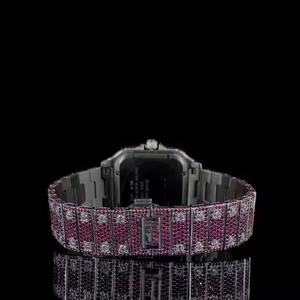 Montre de luxe de haute qualité avec boîtier carré en moissanite et cadran à chiffres romains pour hommes, disponible pour l'exportation, prix d'Inde - Product Image 3