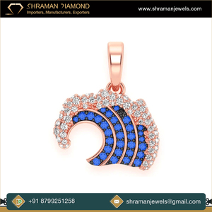 Colgante de ola de Océano Azul helado de plata 925, collar de probador de diamantes de moissanita personalizado, regalos ostentosos de joyería de oro a la moda, encanto personalizado - Product Image 5