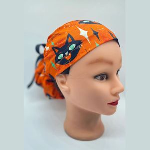 Logotipo propio, venta al por mayor, gorro de fregado Pixie impreso personalizado, gorro de enfermera, médico, veterinario Dental, gorros ajustables para fregar el cabello con lazo en la espalda - Product Image 5