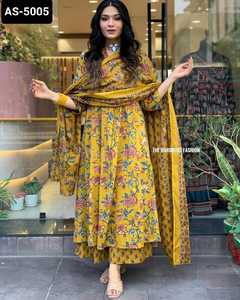 Lo último en ropa de mujer, traje elegante de rayón pesado Salwar Kameez con estampado de Chanderi Dupatta con talla grande disponible para ropa de Festival - Product Image 4