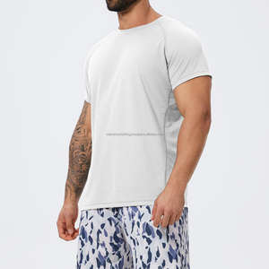 T-shirt de sport en fibre de bambou personnalisable pour homme, couleur unie, manches courtes, printemps été, musculation, course à pied, basketball, football - Product Image 2