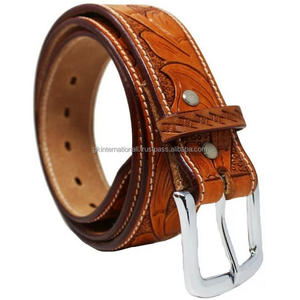 Cinturón de herramientas de cuero occidental de Estilo Vintage grabado floral tallado a mano, costura de borde duradero y hebilla de níquel - Product Image 4