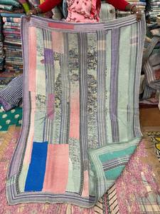 Colcha Reversible de Algodón Kantha con Parches, Acolchada a Mano, 300 Hilos, Estilo Vintage Boho, Cubrecama Ligero - Product Image 4