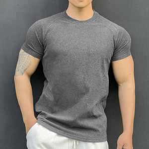 Camiseta de microfibra de algodón 100% de alta calidad para hombre, de talla grande en blanco para Fitness Camiseta deportiva, cuello redondo corto, diseño liso - Product Image 3