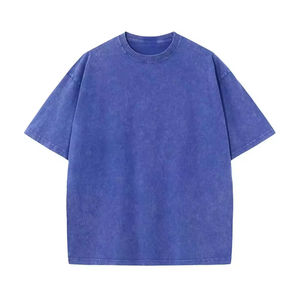 T-shirt personnalisé à la mode, effet délavé, pour homme, en jersey polyester/coton, col rond, été, haute qualité - Product Image 6