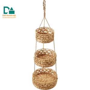 Panier de rangement mural à trois niveaux en gros, tissé à la main en fibre naturelle pour la maison, le restaurant, l'UE - Product Image 6