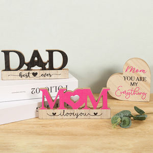 Ornement de table de fête des mères heureuse artisanat en bois meilleur <span class=keywords><strong>papa</strong></span> décorations en bois cadeaux de fête des pères heureux fournitures de fête - Product Image 1