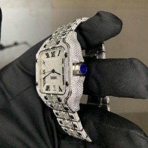 นาฬิกาแฟชั่นหรูหราสไตล์วินเทจ ประดับเพชรโมอิสซาไนต์ทรงกลมเต็มหน้าปัด พร้อมคริสตัลแซฟไฟร์และสายซิลิโคน สไตล์ฮิปฮอป VVS - Product Image 4