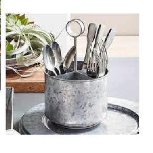 Wholesale Rustic Galvanized Metal <b>Cutlery</b> Caddy Kitchenware for Dish and Bowl <b>Storage</b> Tabletop Decor Use - Product Image 1