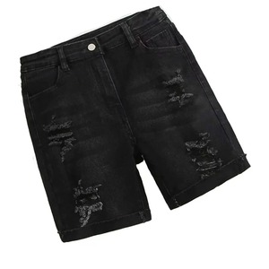 Oem-Short chic en denim déchiré pour homme, style urbain, décontracté, moyen, extensible, pour l'été - Product Image 2