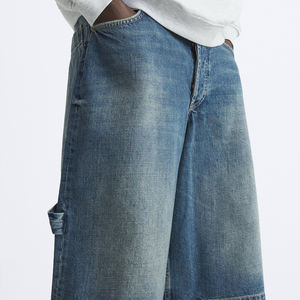 High Quality Men's Summer Casual <b>Elastic</b> <b>Waist</b> Shorts Custom High Street Style Solid Pattern <b>Jeans</b> Style - Product Image 2