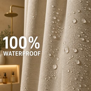 ARODDY <span class=keywords><strong>Rideau</strong></span> <span class=keywords><strong>de</strong></span> <span class=keywords><strong>Douche</strong></span> en <span class=keywords><strong>Tissu</strong></span> Lin Imperméable Anti-Moisissure à Boucles Romaines, Design Tendance, 180x180cm - Product Image 3