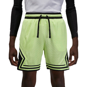 Men's Diamond Shorts 100% Polyester Mesh Light Liquid <b>Lime</b> & Black with Elastic Waistband and Striped Knit Tape - Product Image 1