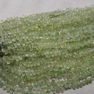 Perles à facettes en Prehnite verte de haute qualité 4x6mm à 7x9mm pour bijoux - Product Image 2