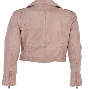 แจ็กเก็ตหนังผู้หญิงน้ำหนักเบา, เสื้อครอปเอวลอยเสื้อกันลมสำหรับผู้หญิงแจ็คเก็ตหนังลำลองขนาดพลัสไซส์ - Product Image 2