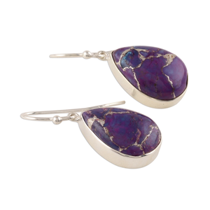 Violet cuivre Turquoise 925 boucles d'oreilles en argent Sterling faites à la main femmes mode bijoux crochet fil pour chrétien en gros - Product Image 2