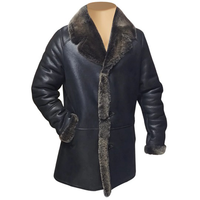 Blouson d'hiver pour homme Silo Sports, fabriqué en usine OEM, en cuir de mouton noir de haute qualité, col en fourrure de renard, grande taille, chauffant, tricoté