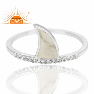 Best Selling Fine Sterling Silver Natural <b>Cz</b> And Howlite Gemstone Stackable <b>Ring</b> Jewelry For Women Gift For Her - Product Image 2