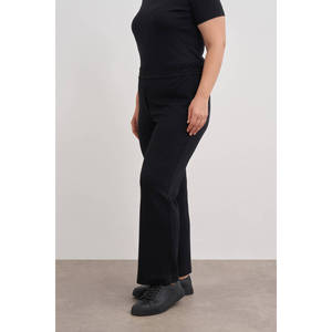 Mid-Rise <b>Elastic</b> <b>Waist</b> Casual Flare Dress Pants Breathable Wrinkled Wide-Leg <b>Trousers</b> for Autumn - Product Image 5