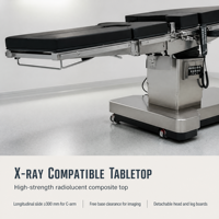 Table d'opération électrique avec double commande, six fonctions, surface radiolucente, capacité 180 kg