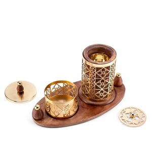 Eid Ramadan Vente Chaude Style Arabe Brûleur D'encens En Laiton Bakhoor Ensemble Avec Rotin Tissé Décor À La Maison Bakhoor Mubkhar Tissé Peut - Product Image 2