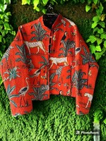 Boho Vintage Coton Matelassé Grande Veste pour Filles À La Main Bloc Imprimer Floral Bouton Fermeture Hiver Bohème Manteau À Vendre